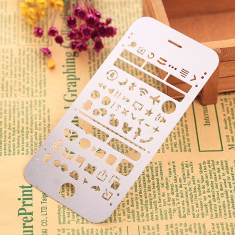 Cute Phone Hollow Metal Ruler Craft Dies Graffiti Drawing Template Ruler Scrapbooking Dies Metal Spellbinders: iphone 6plus
