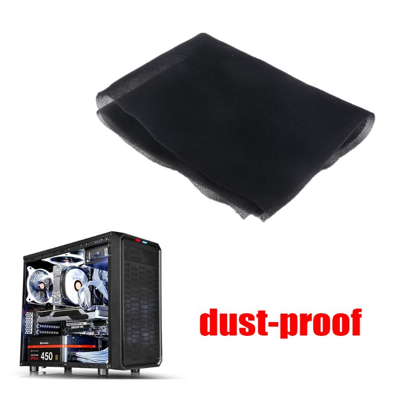 500x400x10MM DIY Computer Dust Filter Mesh PC Case Fan Cooler Dustproof Cover Sponge 60PPI Black