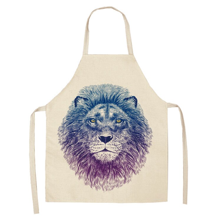 Ouder-kind keukenschort panda/konijn/beer/leeuw/uil bedrukt mouwloos katoenen linnen schorten voor mannen vrouwen huishoudelijke schoonmaakmiddelen: Type 4 / Kind