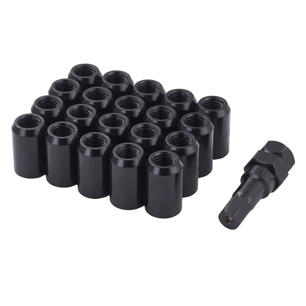 20 stücke 32mm Länge Auto Rad Muttern Hexagon 20mm M12 * 1,25 M12 * 1,5 Radmuttern JDM racing Zubehör Aluminium Kegel Konische Sitz: Black / M12x1.25