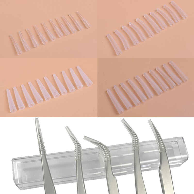 10 Teile/satz Silikon Abdeckungen Tipps Pinzette Kunststoff Schutzhülle Pfropfen Wimpern Pinzette Schützen Fällen Wimpern Werkzeuge