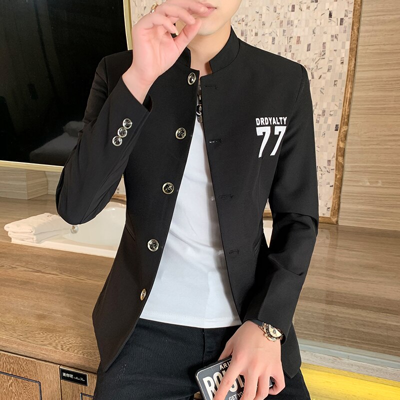 Herfst opstaande kraag heren blazers casual kostuum jas straatkleding sociaal mantelpakje bruiloft zakelijk terno blazer masculino