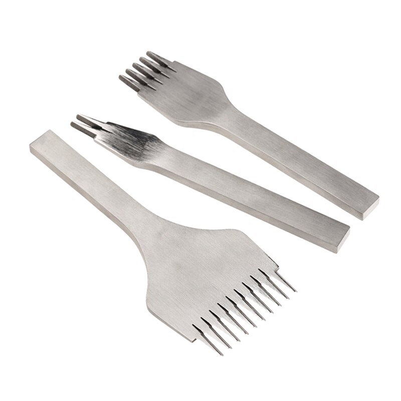 De acero inoxidable de 3,85mm cincel plano cuero artesanal herramientas agujero equipo de perforación herramienta de bricolaje 2 Prong/5 Prong/10 puntas LBShipping