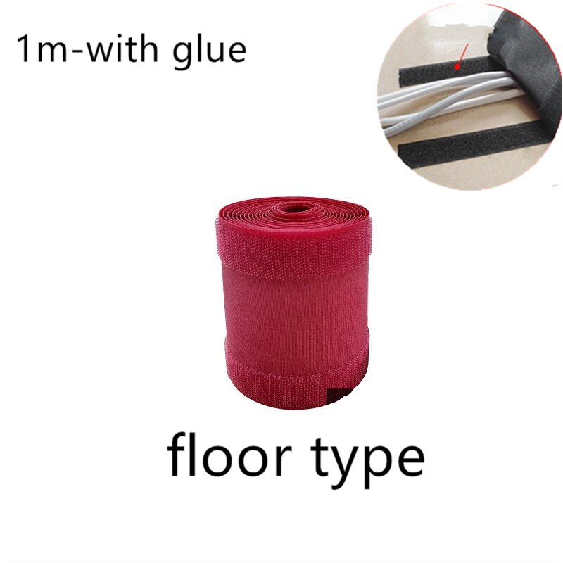 1/3 Meter Soft Adjustable Cable Cover Hook And Loop Management Sleeve Office Home Floor Carpet Wire Organizer Supplies: 1m-floor type-red