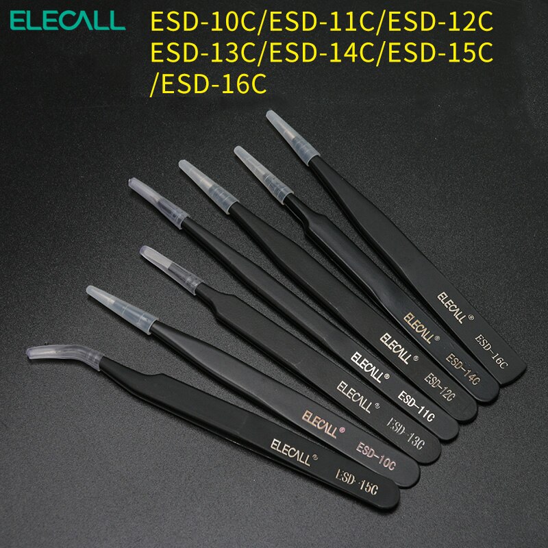 Anti-static Tweezer ESD Stainless Steel Tweezers Maintenance Tools Industrial Precision Curved Straight Tweezers DIY