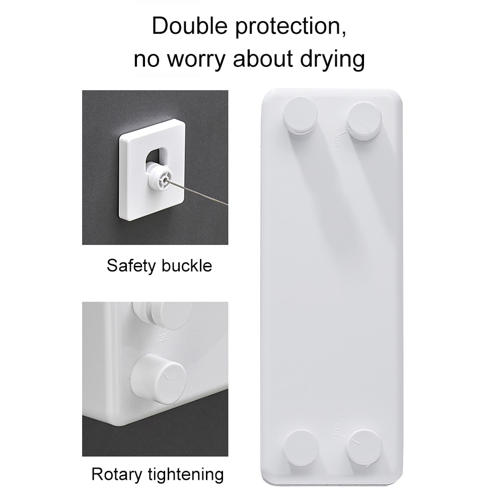 Retractable Clothesline ABS Case Wall Mounted Dryer with Adjustable Pulley Braided P7Ding