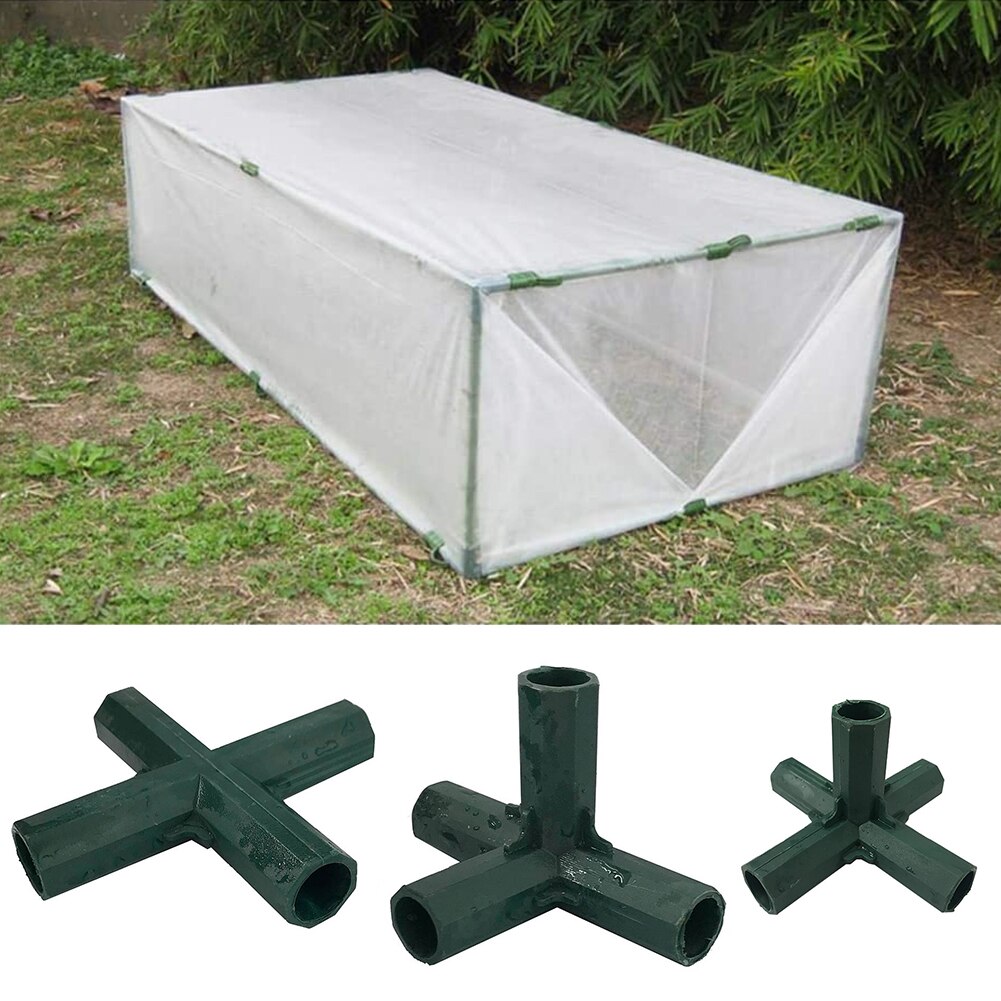 4pcs 16mm Pipe Joint Cages Corner Connector Plant Stakes Garden Framework Supports Awning Pole 3 4 5 Ways Building Greenhouse
