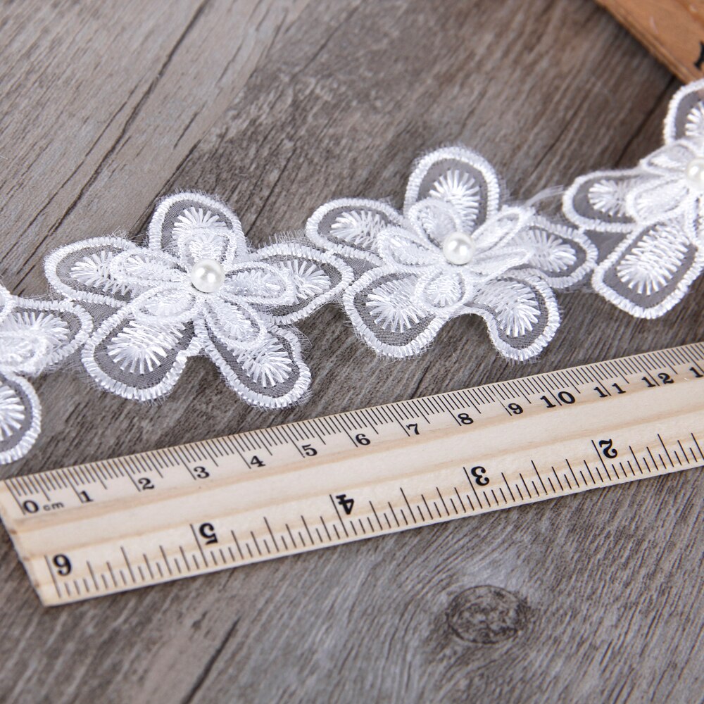 Cinta de encaje de Organza flor perla bordado recortado cinta de tela de costura DIY accesorios de ropa para envolver , 1Yc2488: 1056278003