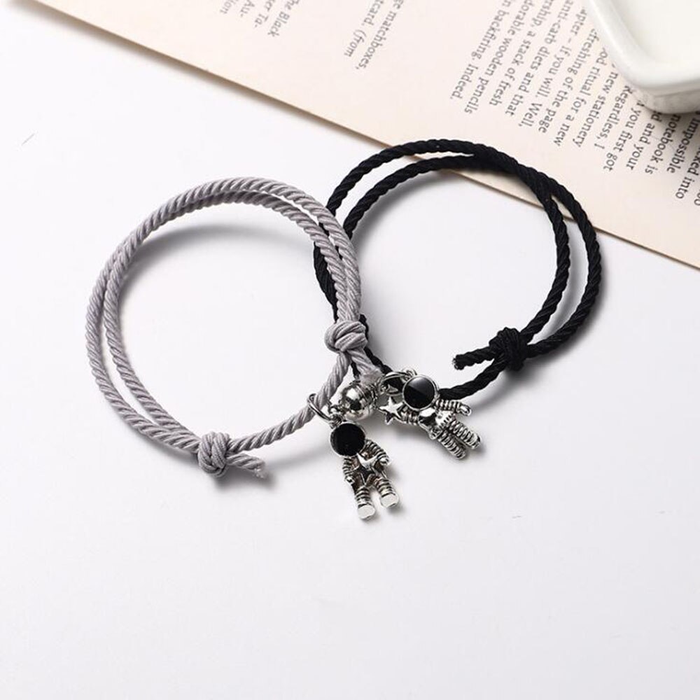 2pcs Magnetic Heart Attraction Couple Bracelets for Lover Bracelets Distance Relationship Braid Rope Bracelet Magnet Matching: A7