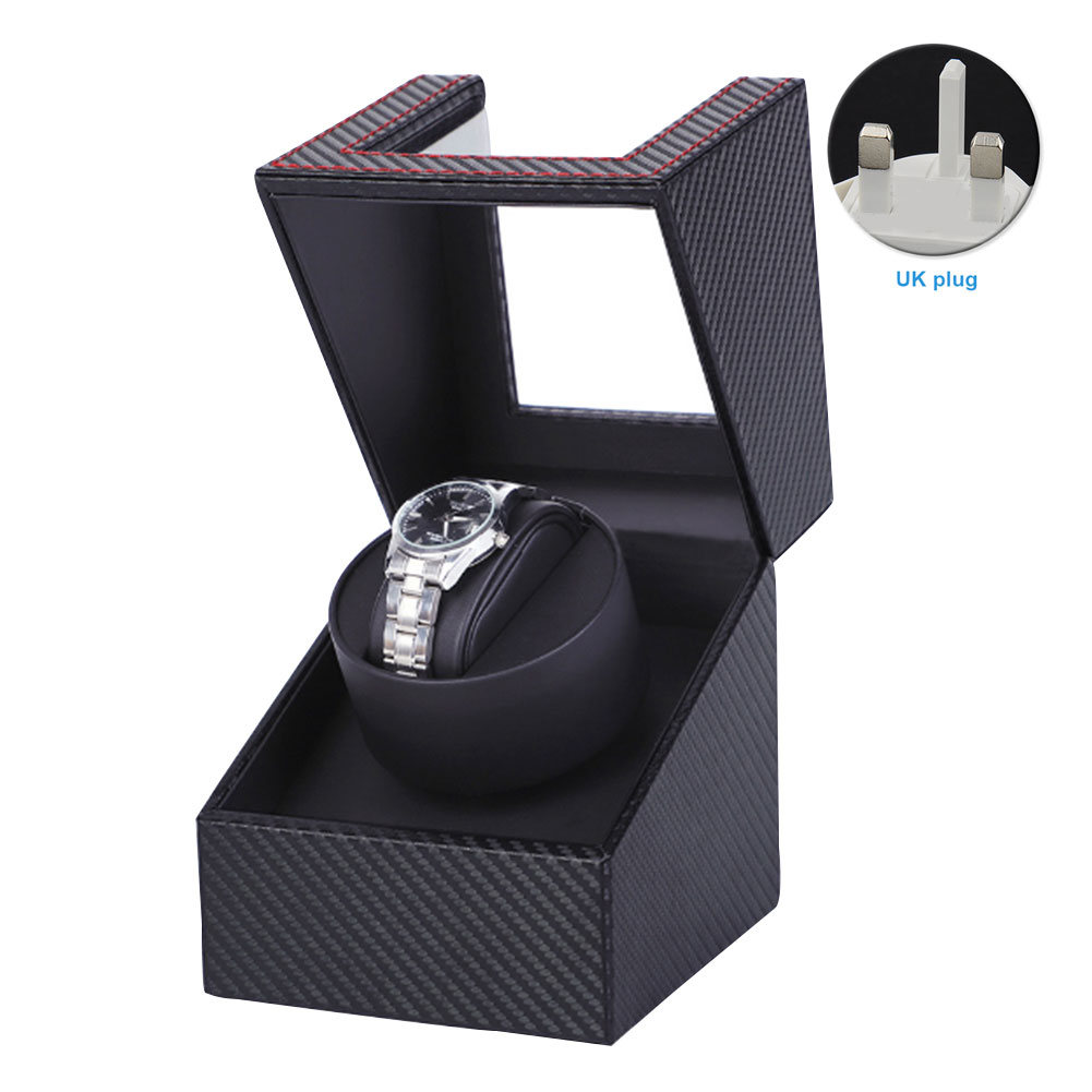 Carbon motor shaker watch winder holder display automatisk mekanisk ur viklingsboks smykker automatisk ur eu/us/uk
