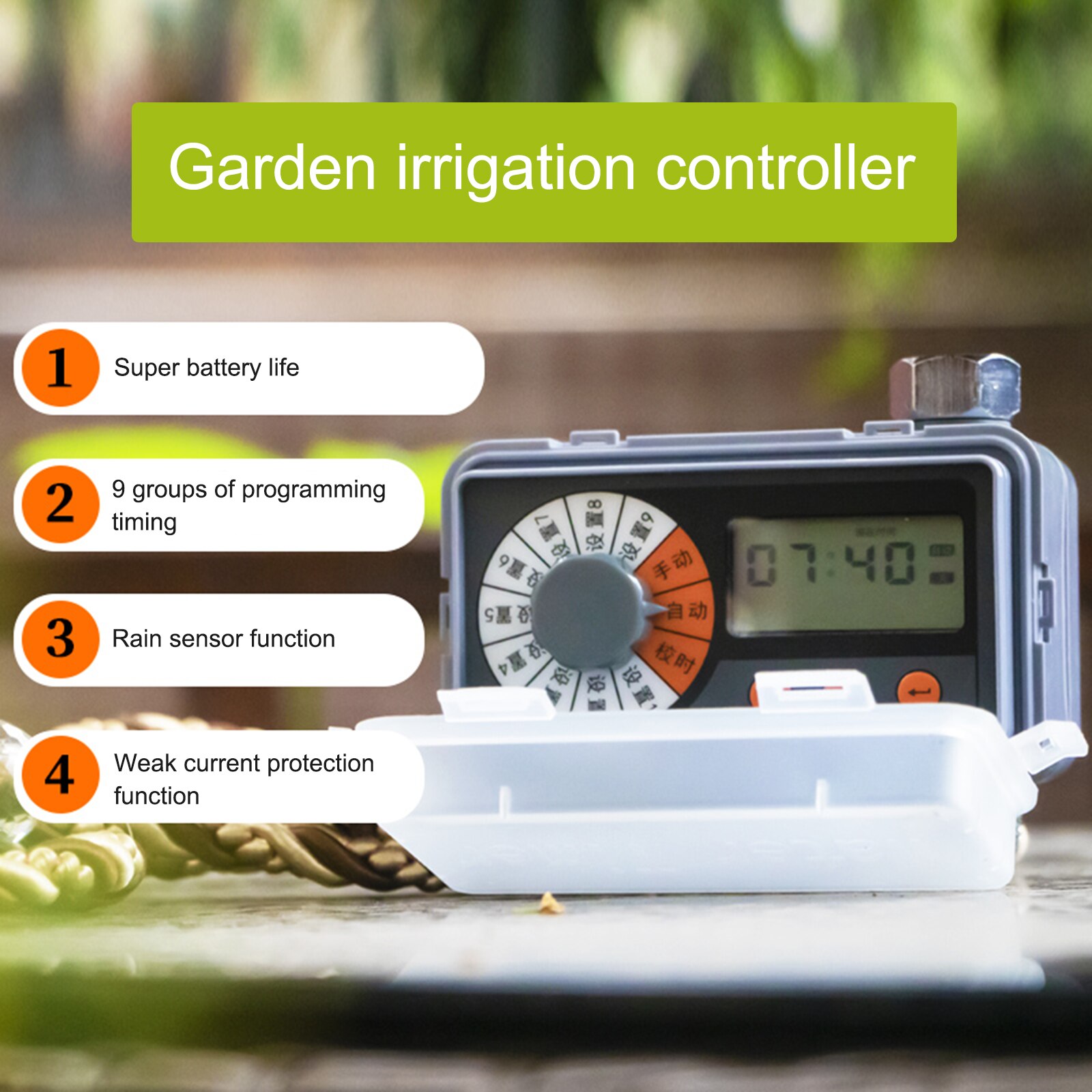 Digital Water Timer Programmable Outdoor Single Outlet Automatic On Off Water Faucet Hose Timer Irrigation System Controller
