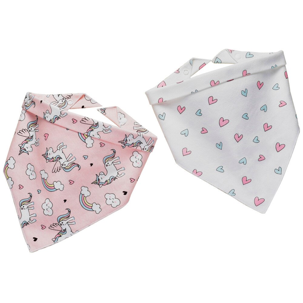 2 Pack Cotton Baby Bibs Baby Double-Sided Snap Button Triangular Baby Bibs Scarf Bib: Sky Blue