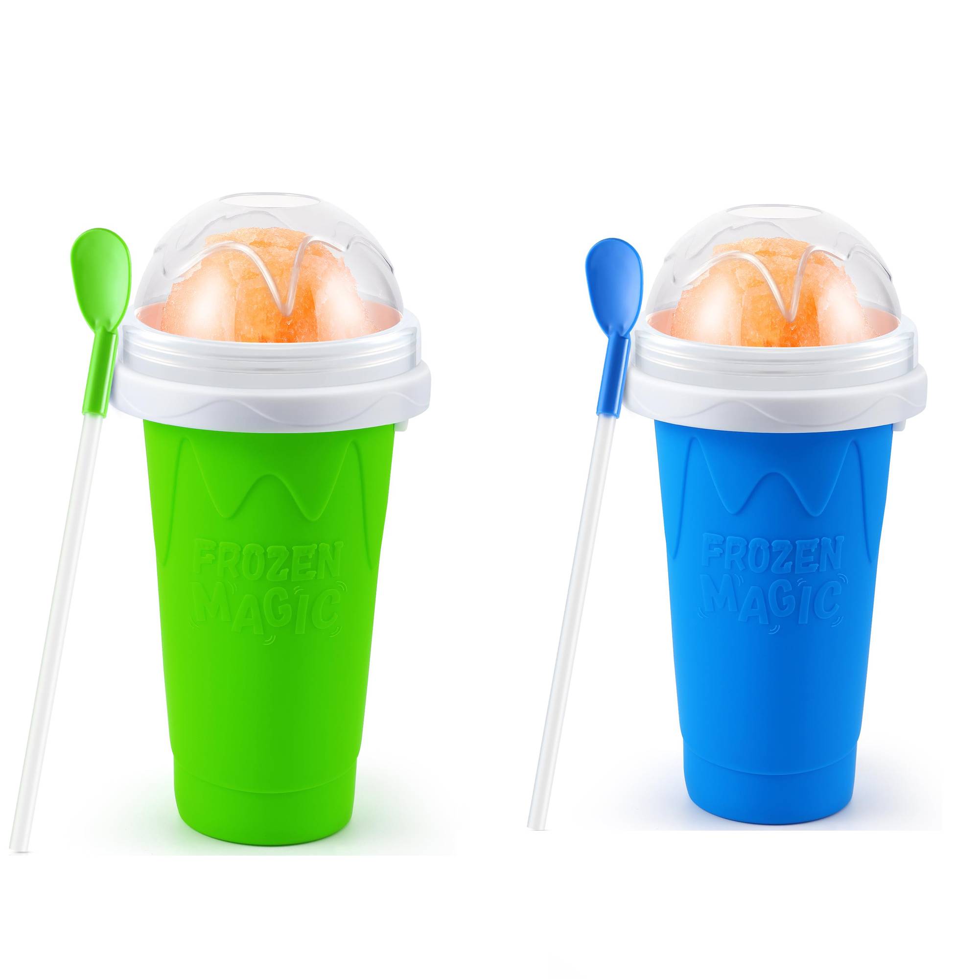 Taza Slushie DIY, tazas mágicas para hacer granizados, taza portátil para jugos, leche y helado, sílice de doble capa con tapa y pajita: Borgoña