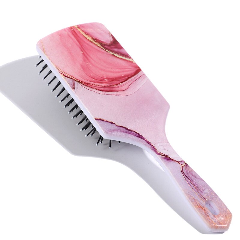 Mármol peine del pelo cepillo de cabello para salón de belleza peluquería recto rizado pelo peine paleta de masajes cepillo chica desenredar cepillo de pelo: C