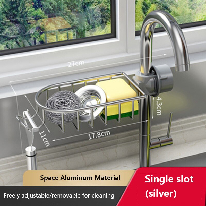 Kitchen Accessory Aluminu Dish Drainer For Sink Rack Storage Holder Soap Dish Drain Shelf Kitchen Organizer Bathroom Accessories: silver oval 1