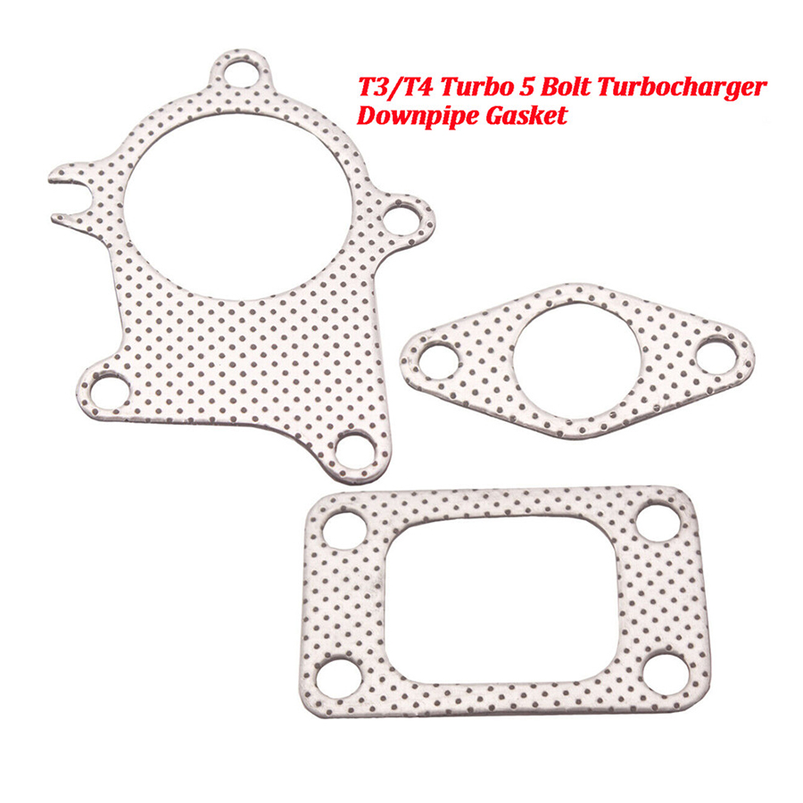 3PCS T3/T4 Turbo Gasket Combo Kit 5 Bolt Turbocharger Downpipe Gasket Combo Kit For Garrett