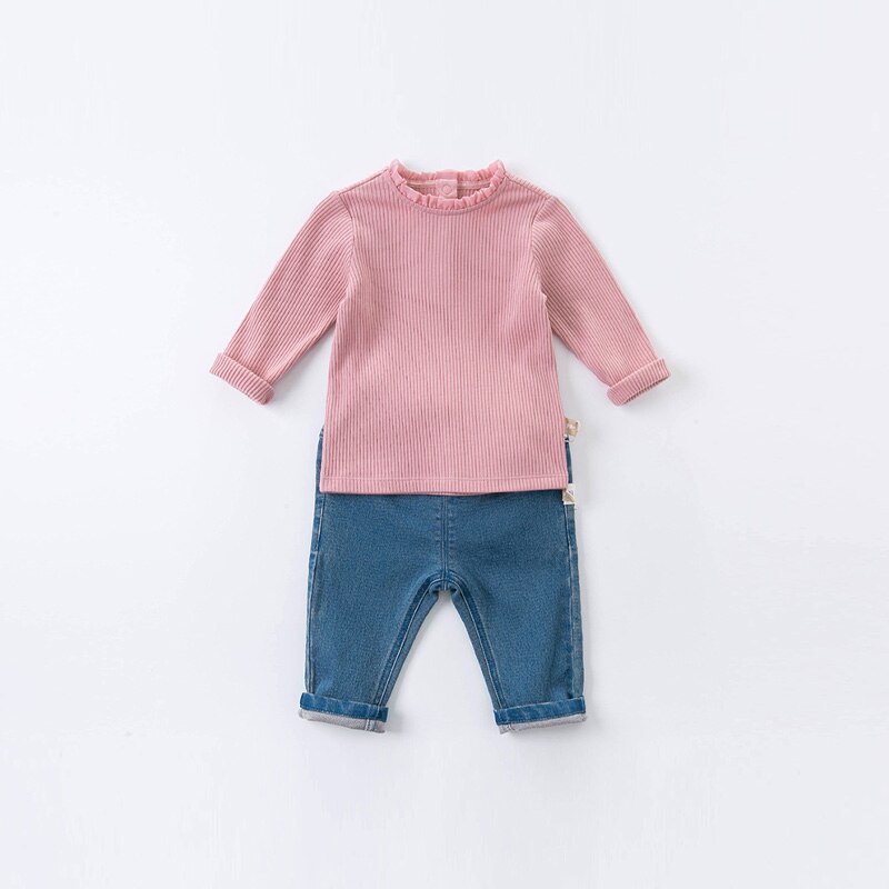 Db15908 dave bella høst baby jenter søt solid t-skjorte barn topper jente barn t-skjorter