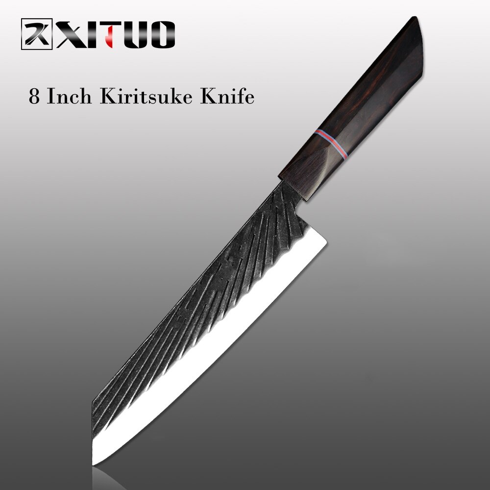 XITUO Chef Knife 440C Steel Handmade Forged Japanese Kitchen Knife Set Sharp Cleaver Kiritsuke Santoku Gyuto Knife Cooking Tools: 8 IncKiritsuke Knife