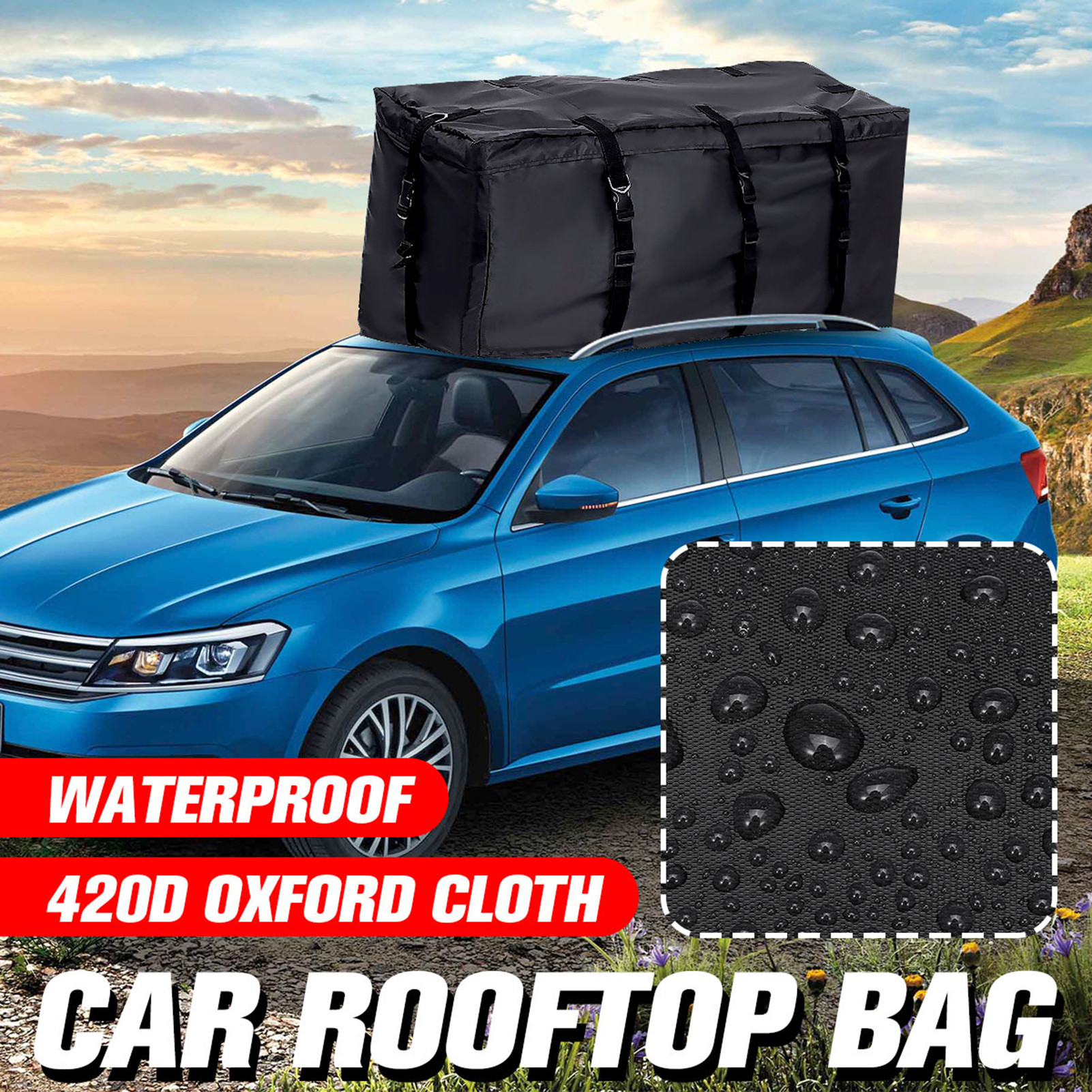 Large Capacity Rooftop Cargo Luggage Carrier Black Storage Bag Travel For SUV Amiable 120x51x51cm Waterproof Car Roof Duffel Bag