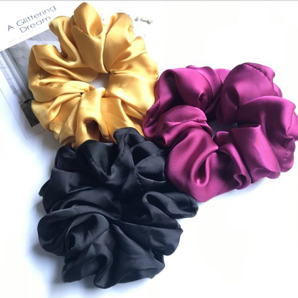 Chouchous élastiques surdimensionnés en caoutchouc pour femmes, accessoires pour cheveux, en Satin lisse