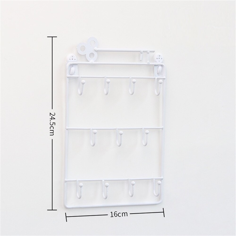 Wall Mounted Key Holder Storage Rack Organizer with hook for Entryway gate Doorway jewelry shelf hanger hanging lock opener: white