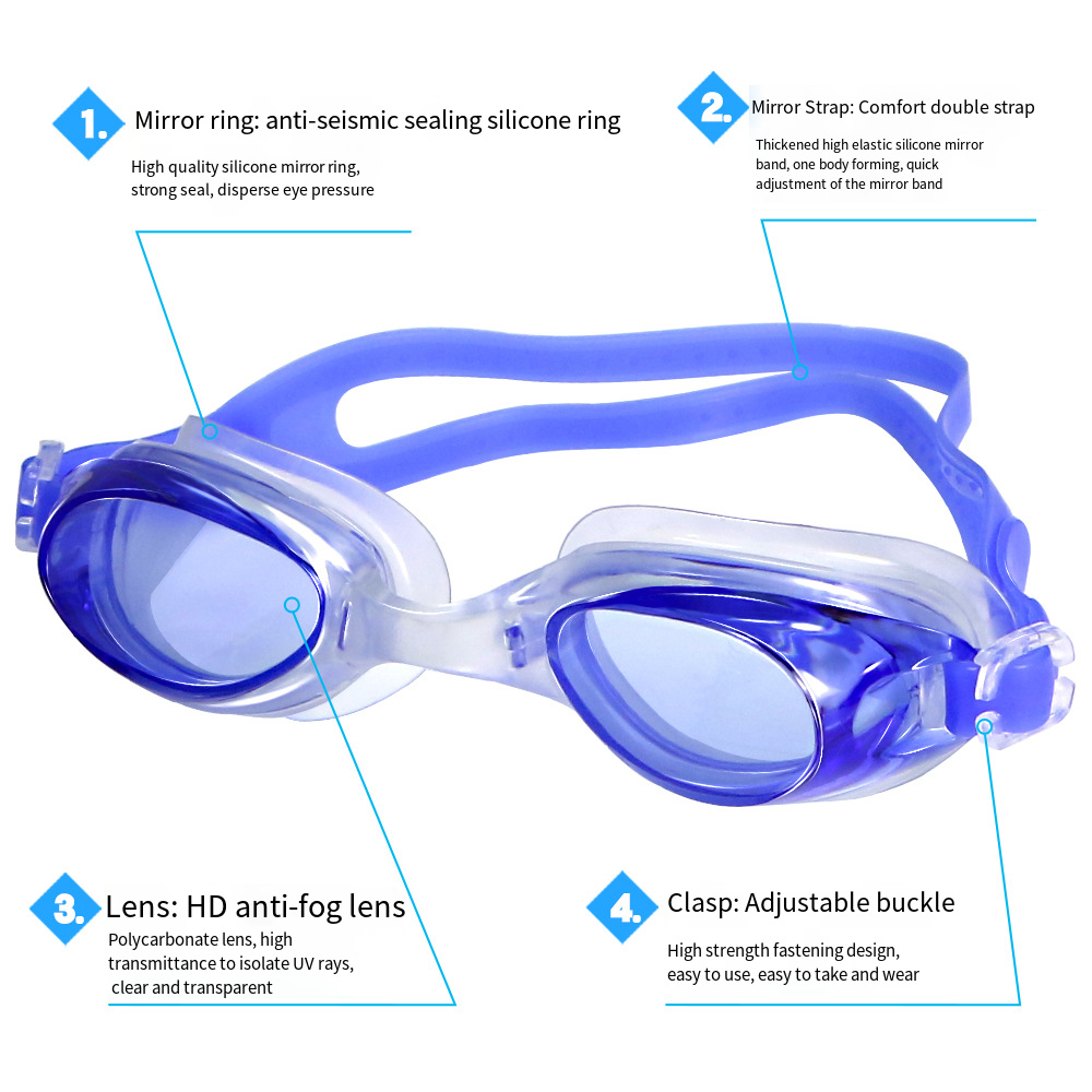 Antibeschlag-wasserdichte Schwimmbrille, Schwimmbad, Schwimmen, Sport, Wasserbrille, Brillen mit Tasche für Männer, Frauen, Jungen, Mädchen