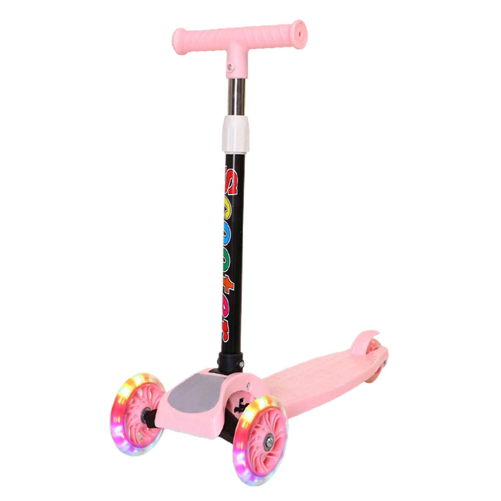 3 Wiel Kick Scooter Vouwen Kinderen Scooters Verstelbare Met Knipperende Wielen Voor Kinderen Leeftijd 2 Tot 8 Roller: Pink Luminous wheel