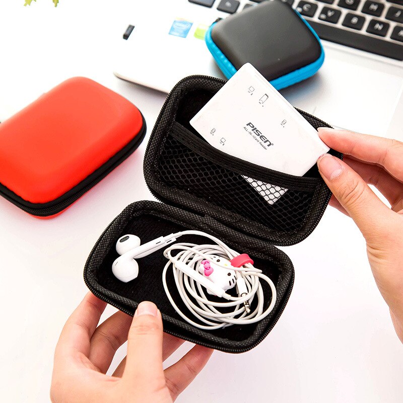 Mini zíper duro fone de ouvido caso titular portátil fones de ouvido bolsa caixa de armazenamento saco de proteção cabo usb organizador armazenamento