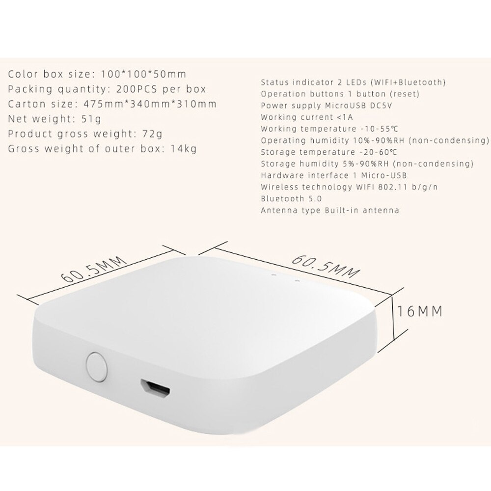 Intelligent Household WIFI Multifunctional Gate-way Equipment Linkage Portable Home Wireless Tool Compatible with ZigBee Tuya