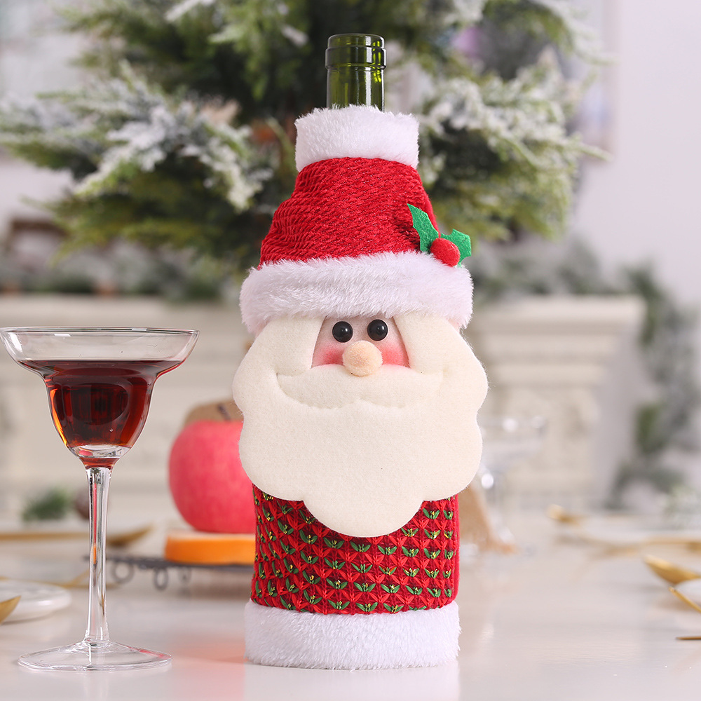 Christmas Decorations Santa Claus Wine Bottle Covers Snowman Champagne Bags Sequins Xmas Home Dinner Party Table Decors: MULTI