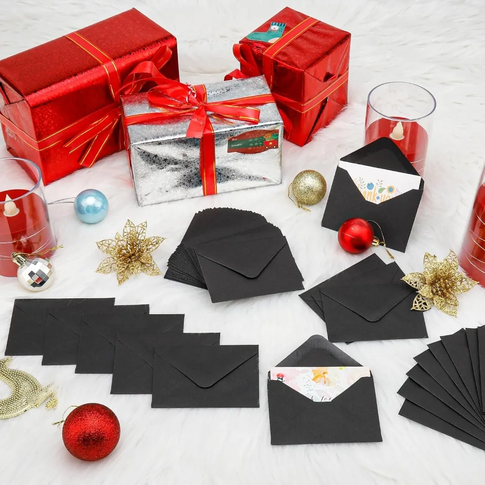 Klasyczne Białe Czarne Kraftowe Puste mini Koperty Papierowe z Okienkiem Koperta na Zaproszenia Ślubne Koperta na Prezenty