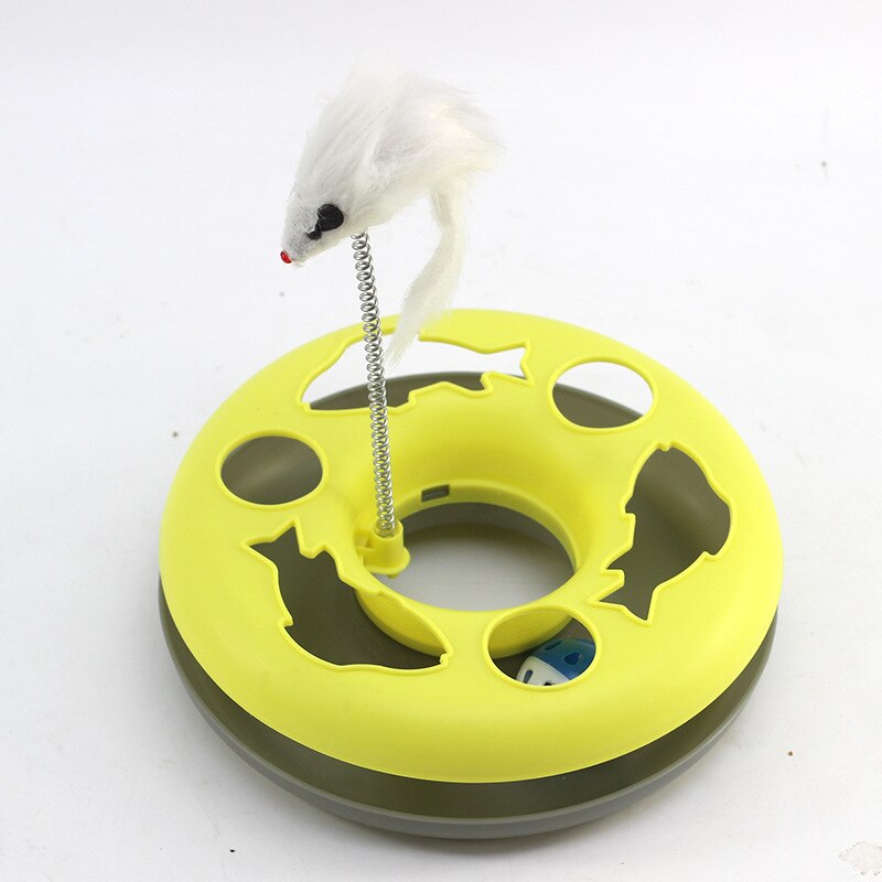 Brinquedo de treinamento do gato da mola do rato única camada placa de diversões gatos treinamento plataforma giratória interativa brinquedos suprimentos para animais estimação: yellow