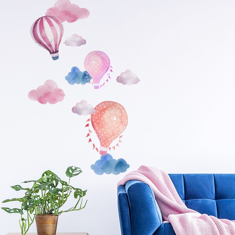Tegneserie luftballon sky vægklistermærke til børneværelse dekoration vægmaleri soveværelse boligindretning decals børneværelse klistermærker tapet