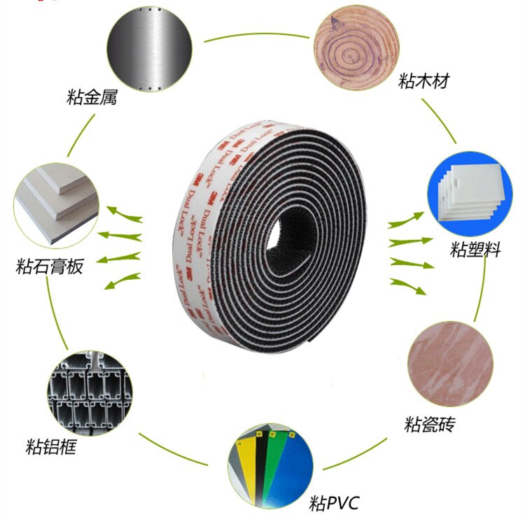 Type 250/25.4Mm Breedte 3M Dual Lock SJ3550 Zwart Vhb Paddestoel Lijm Sluiting Tape
