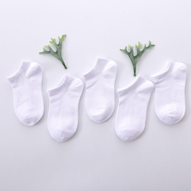 5Pairs/Lot Baby White Kid Socks Spring Style Solid Thin Soft Cotton Children For Boys Girls Sport Students Socks 2-12 Years Old