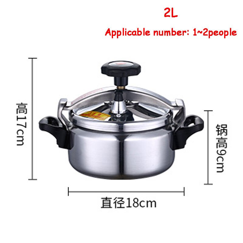 Household Aluminum Pressure Cooker 2/3L Explosion-Proof Pot Kitchen Soup Pot High Elevation Cookware Outdoor Camping Gas Stove: Sliver 2L