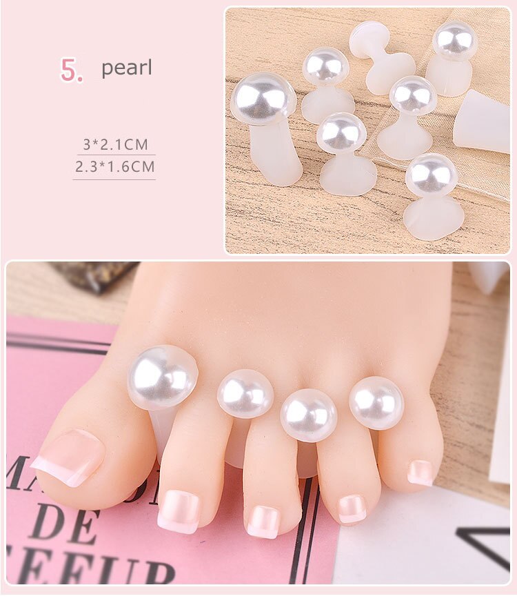 8 Stks/zak Nail Art Teen Separator Bloem Parel Liefde Diamanten Siliconen Teen Separator Siliconen Teenspreiders: 05