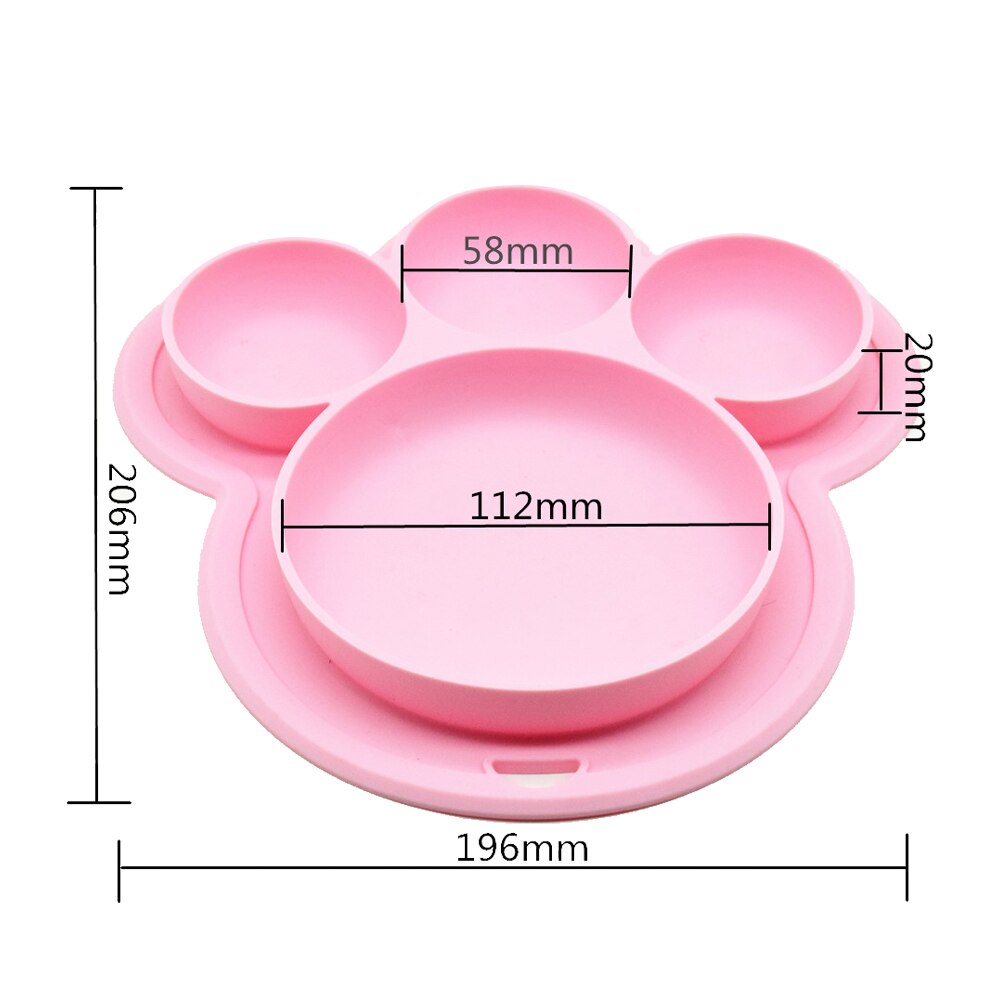 Plato de silicona para bebé, platos de alimentación sin BPA, vajilla de entrenamiento con ventosa para bebés, bonitos platos coloridos de oso de dibujos animados para niños