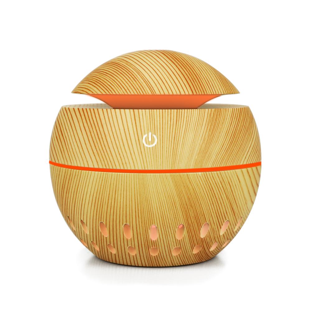 130ml usb parfume hul bambus træ korn bil hjemme elektrisk befugtning ultralyd luft aromaterapi diffuser æterisk olie: Gul