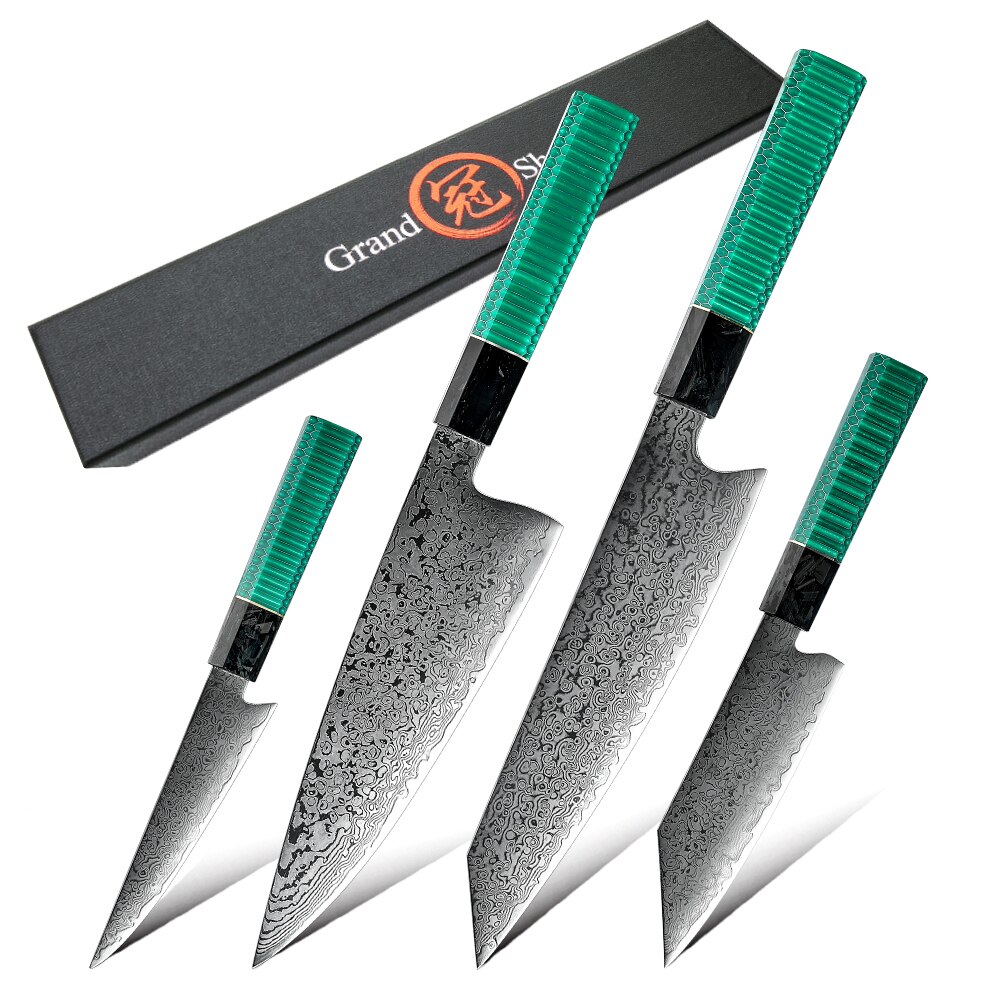 GRANDSHARP 1PCS or 4 PCS Kitchen Knife Sets vg10 Japanese Damascus Chef Knife Kiritsuke Utility Gyuto Knives Cutter