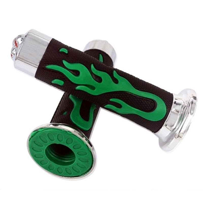 5 colors 22/24mm Universal Fire Model Skull Colorful Skeleton Rubber Motorcycle Handle Bar Grips Scooter Handlebar For Honda: Green-Black