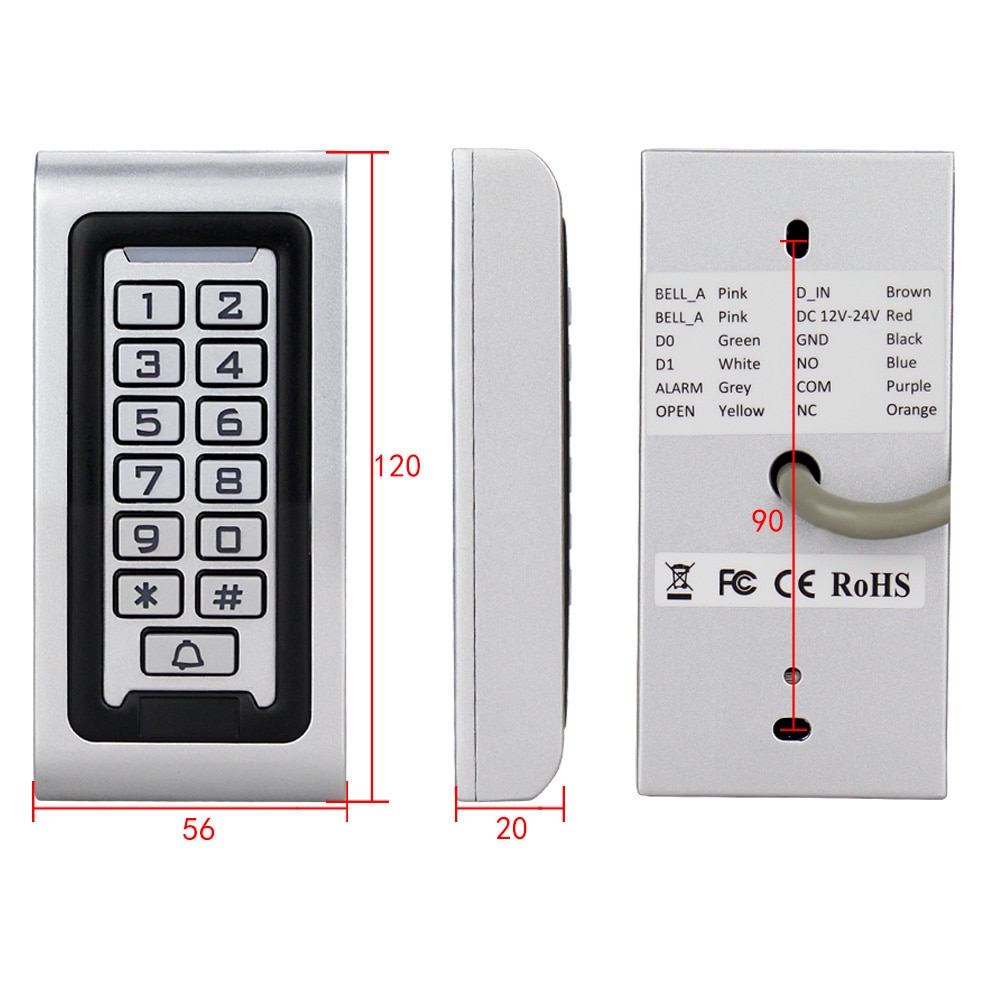 OBO IP68 Waterproof Access Control Keypad RFID Keyboard Metal Case for Door Access Control System Outdoor Rainproof WG26 Reader