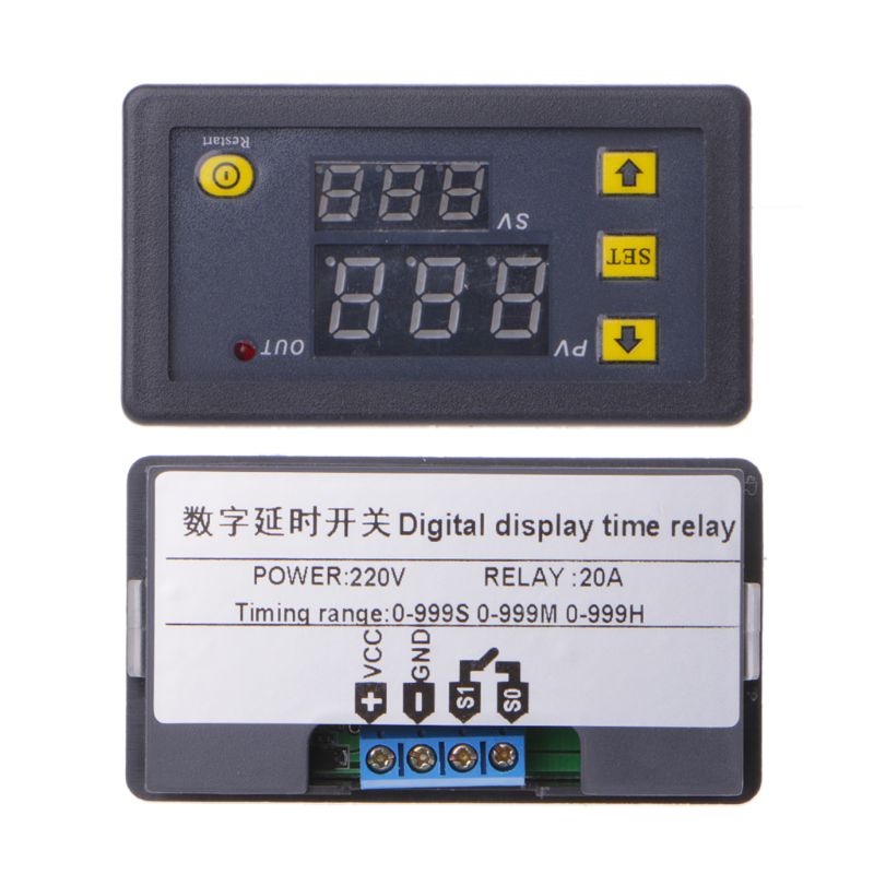 Timer Delay Relay Module Dual Digital LED Display Time Switch 0-999s 0-999m 0-999h Adjustable