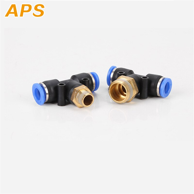 Air Connector Fitting T Shape Tee 6mm 8mm 10mm 12mm 4mm Hose Pipe to 1/8" 1/4" M5 3/8" 1/2" BSPT Male Thread Pneumatic Coupler