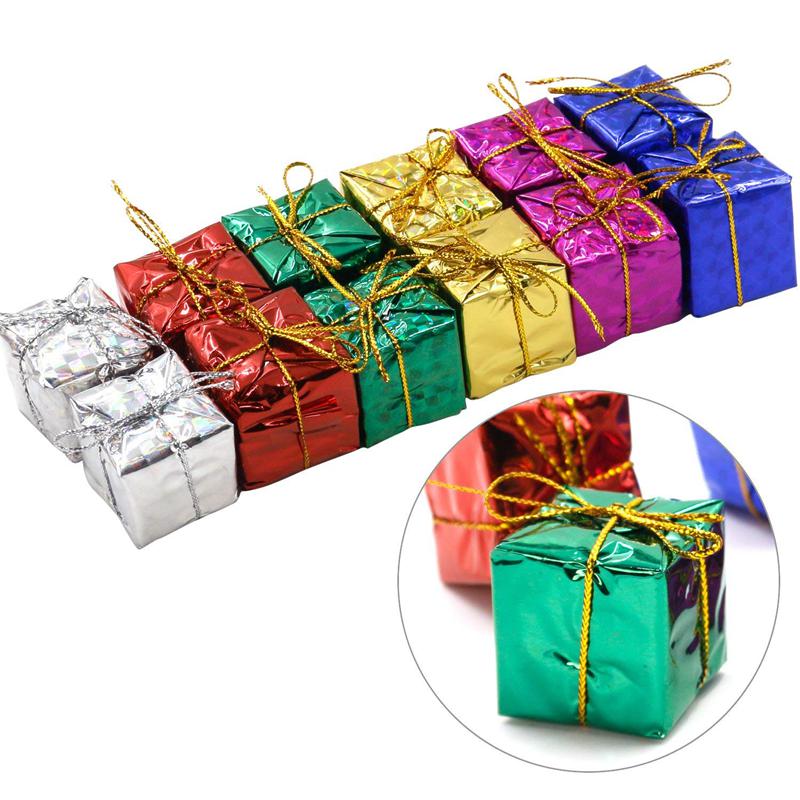 Set  of 12 glittriga julask hängande träddekorationer i olika färger: Default Title