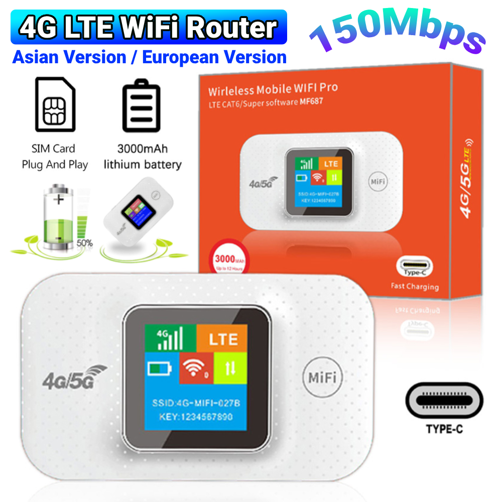 4G LTE Wireless Internet Router Support 8 To 10 Users 150Mbps Mini Outdoor Hotspot with Sim Card Slot for Home Office Car Travel