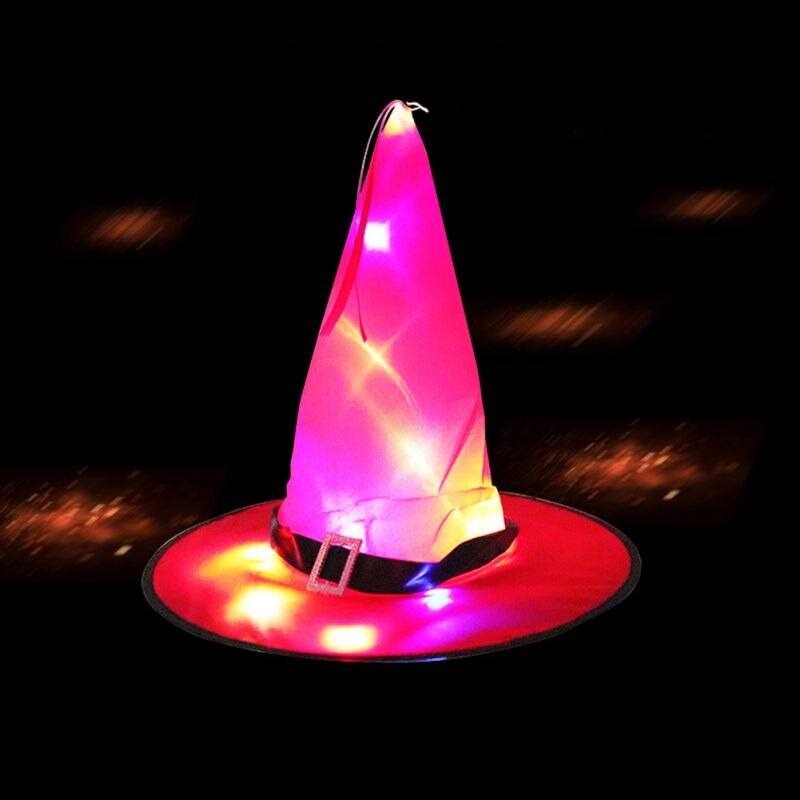 Halloween luz brillante sombrero niños sombrero de bruja con LED brillante brujas sombrero de Halloween Cosplay árbol Decoración