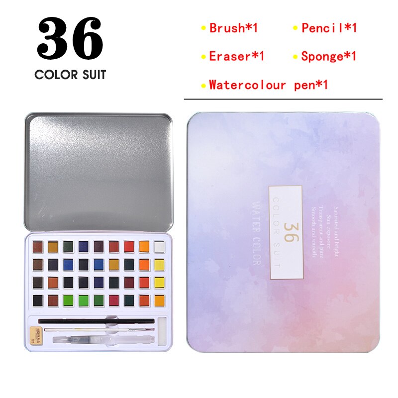 Parel Aquarel Pigment Set 48 Kleur Aquarel Verf Student Handgeschilderde Draagbare Schilderen Set Ijzeren Doos Specialiteit Art Supplies: 36 COLORS