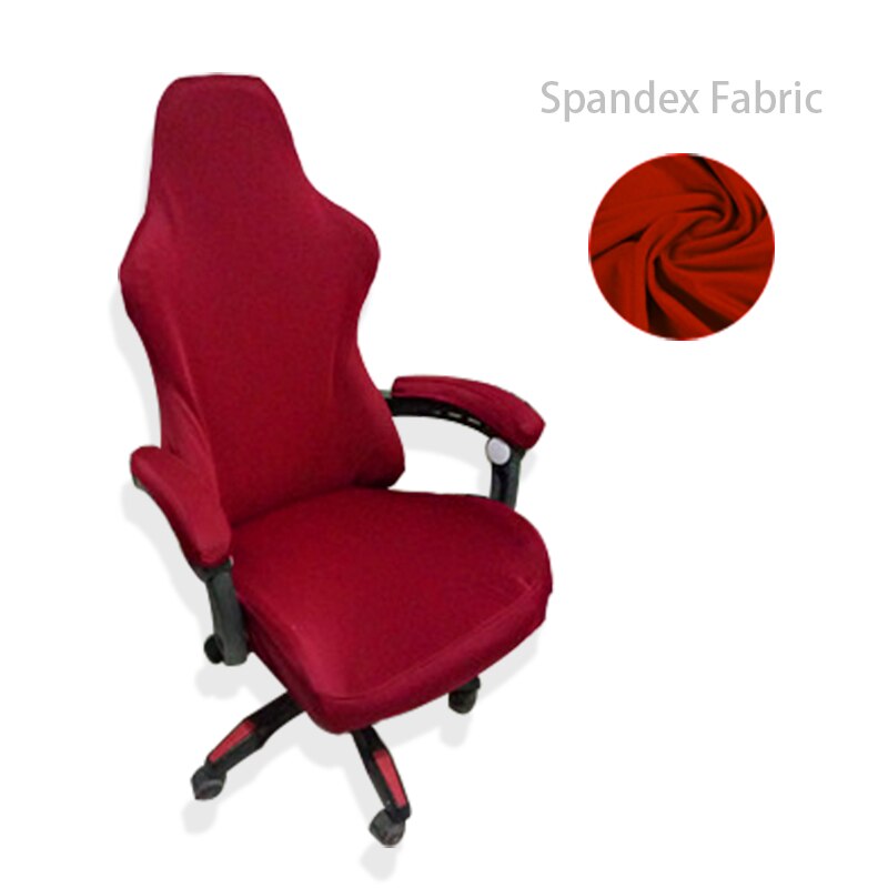 Stor størrelse sædebetræk til computer stol sædetaske stretch kontorstol betræk elastisk spandex stol betræk spisestue dække: Spandex-vin rød