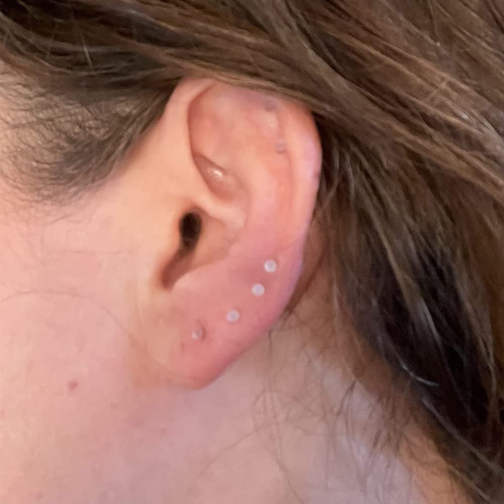 2 stuks 16g transparante kraakbeen oorbellen, stekertjes van plastic voor helix- en traguspiercings, lipringen, labret-retainers voor werk en chirurgie